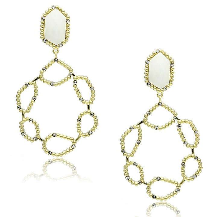 LO3693 - Gold & Brush Brass Earrings with Synthetic Synthetic Stone in - Brand My Case