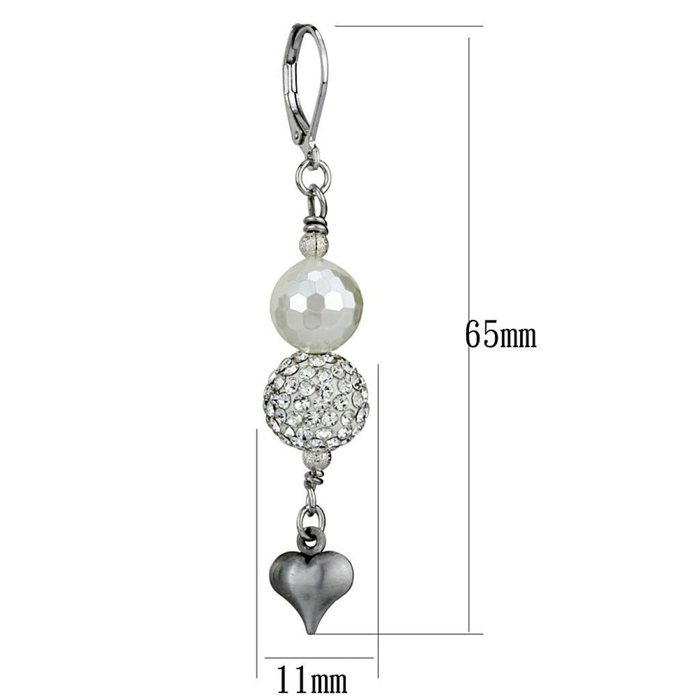 LO3804 - Antique Silver White Metal Earrings with Synthetic Glass Bead - Brand My Case