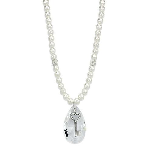 LO3819 - Antique Silver White Metal Necklace with Synthetic Synthetic - Brand My Case