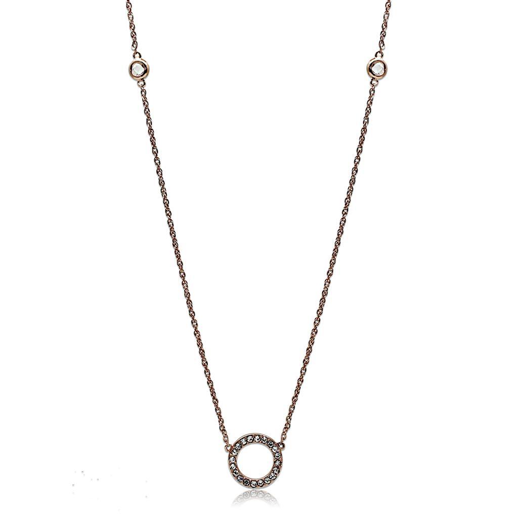 LO3846 - Rose Gold Brass Necklace with AAA Grade CZ in Clear - Brand My Case