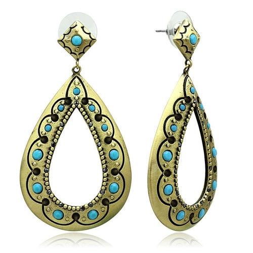 LO3850 - Antique Copper Brass Earrings with Top Grade Crystal in - Brand My Case
