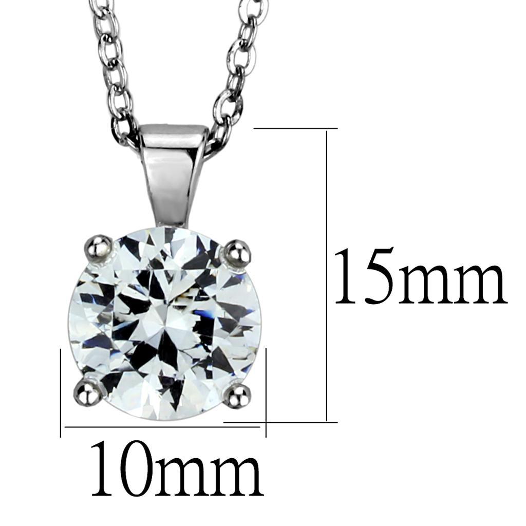 LO3932 - Rhodium Brass Chain Pendant with AAA Grade CZ in Clear - Brand My Case