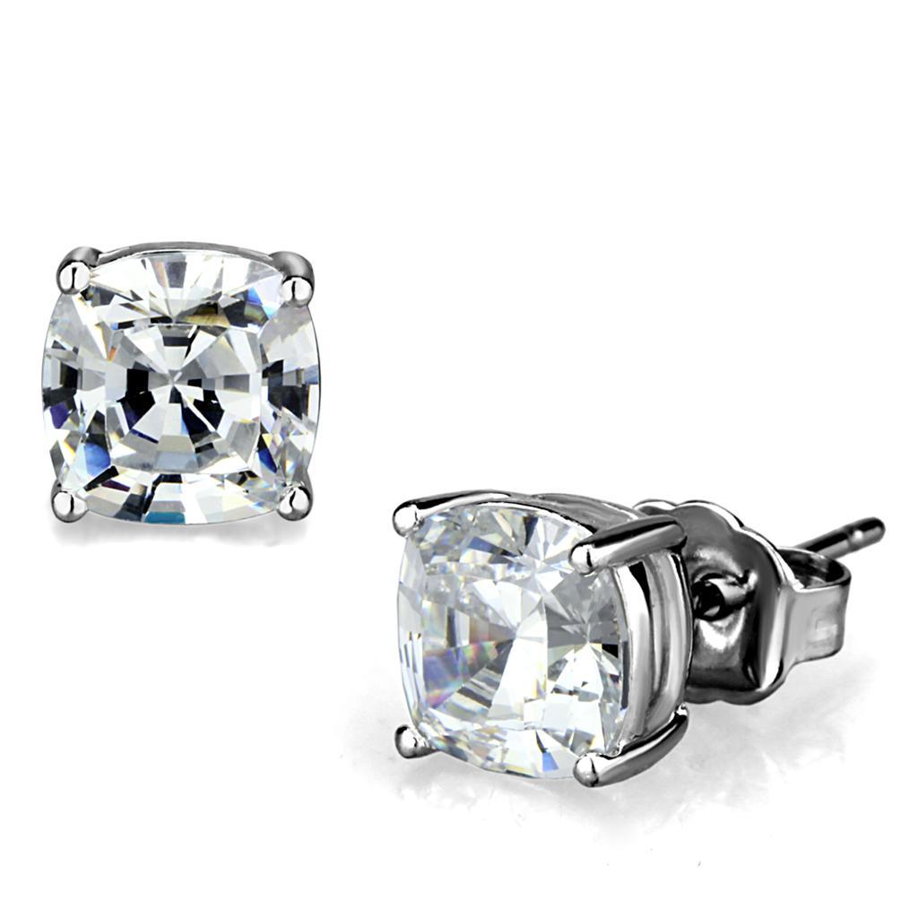 LO3948 - Rhodium Brass Earrings with AAA Grade CZ in Clear - Brand My Case