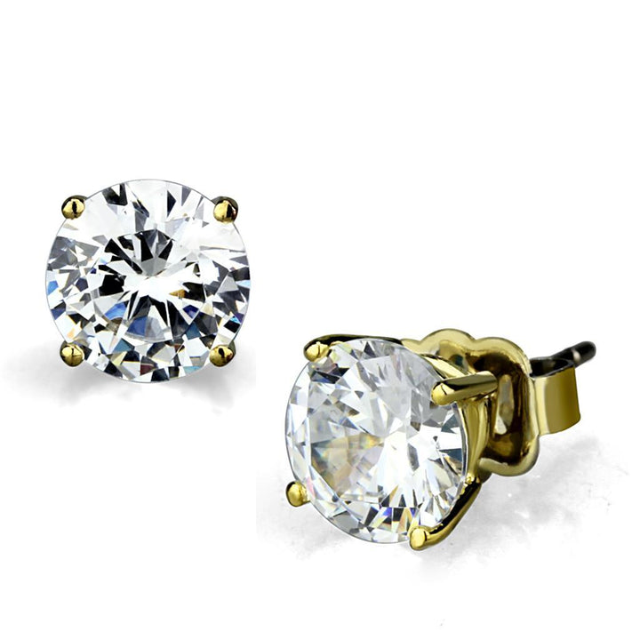 LO3949 - Gold Brass Earrings with AAA Grade CZ in Clear - Brand My Case
