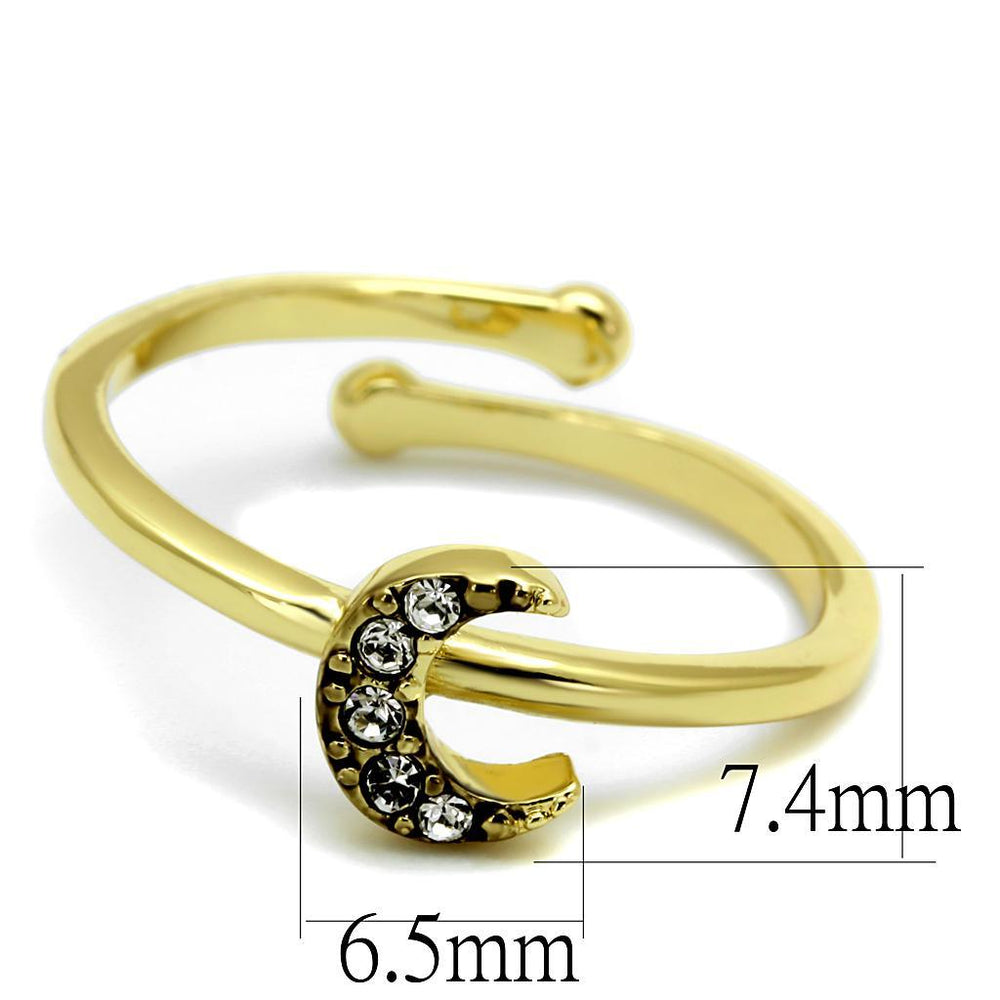 LO4046 - Flash Gold Brass Ring with Top Grade Crystal in Clear - Brand My Case