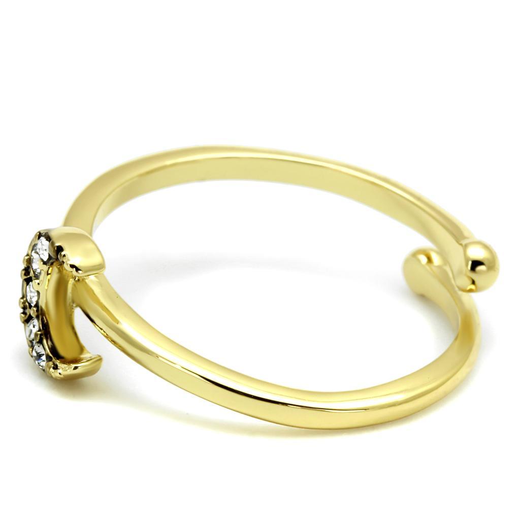 LO4046 - Flash Gold Brass Ring with Top Grade Crystal in Clear - Brand My Case