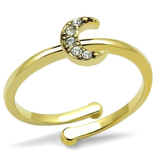 LO4046 - Flash Gold Brass Ring with Top Grade Crystal in Clear - Brand My Case