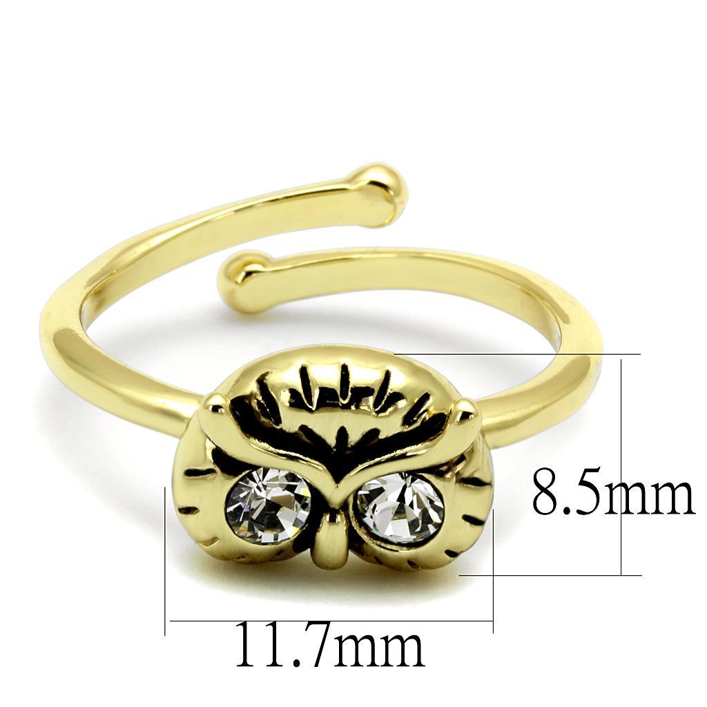 LO4050 - Flash Gold Brass Ring with Top Grade Crystal in Clear - Brand My Case