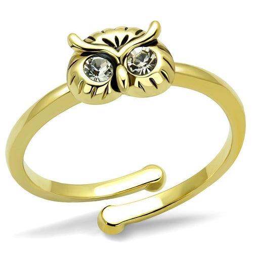 LO4050 - Flash Gold Brass Ring with Top Grade Crystal in Clear - Brand My Case