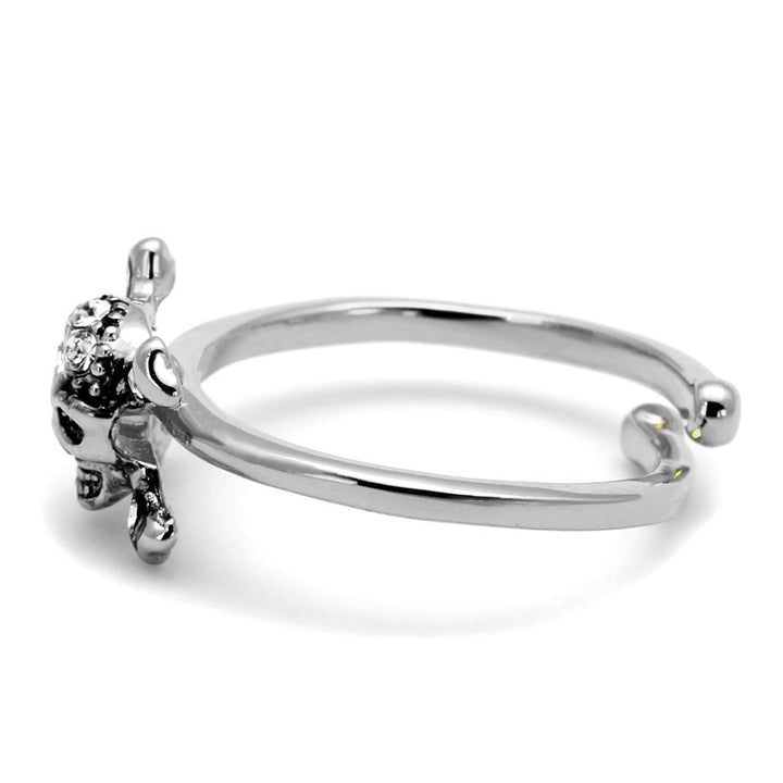 LO4055 - Rhodium Brass Ring with Top Grade Crystal in Clear - Brand My Case