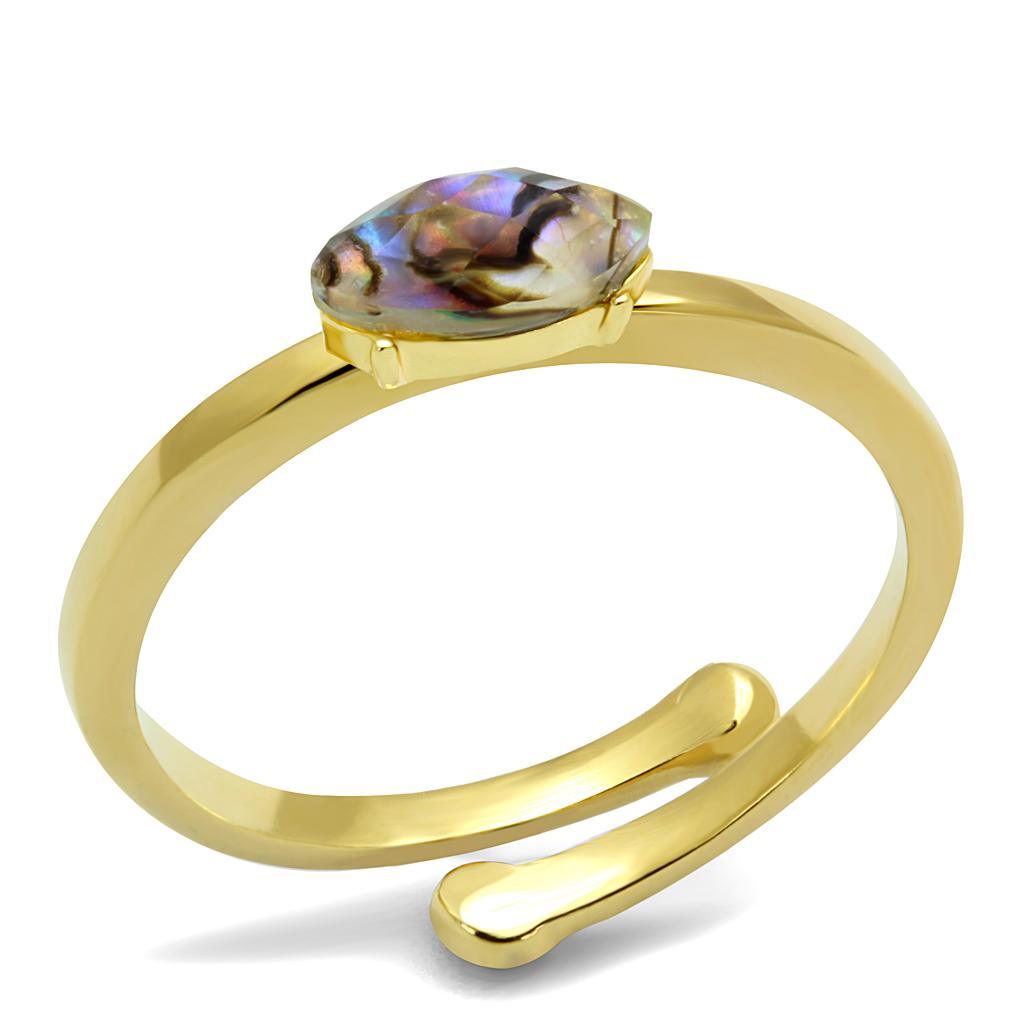 LO4062 Flash Gold Brass Ring with Precious Stone - Brand My Case