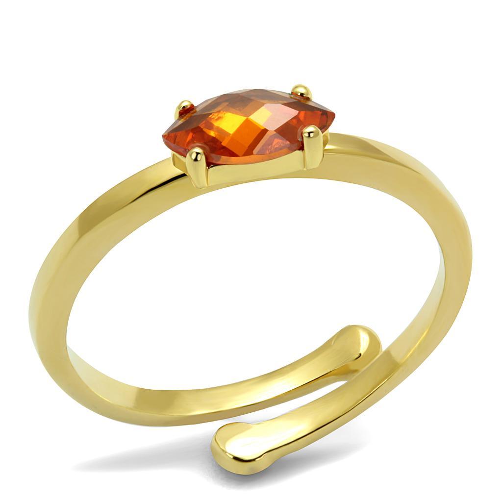 LO4065 - Flash Gold Brass Ring with AAA Grade CZ in Orange - Brand My Case