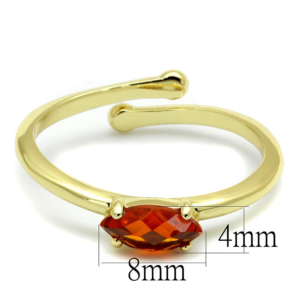 LO4065 - Flash Gold Brass Ring with AAA Grade CZ in Orange - Brand My Case