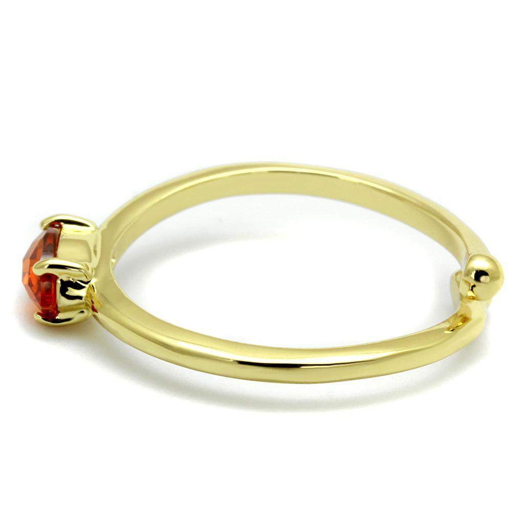 LO4065 - Flash Gold Brass Ring with AAA Grade CZ in Orange - Brand My Case