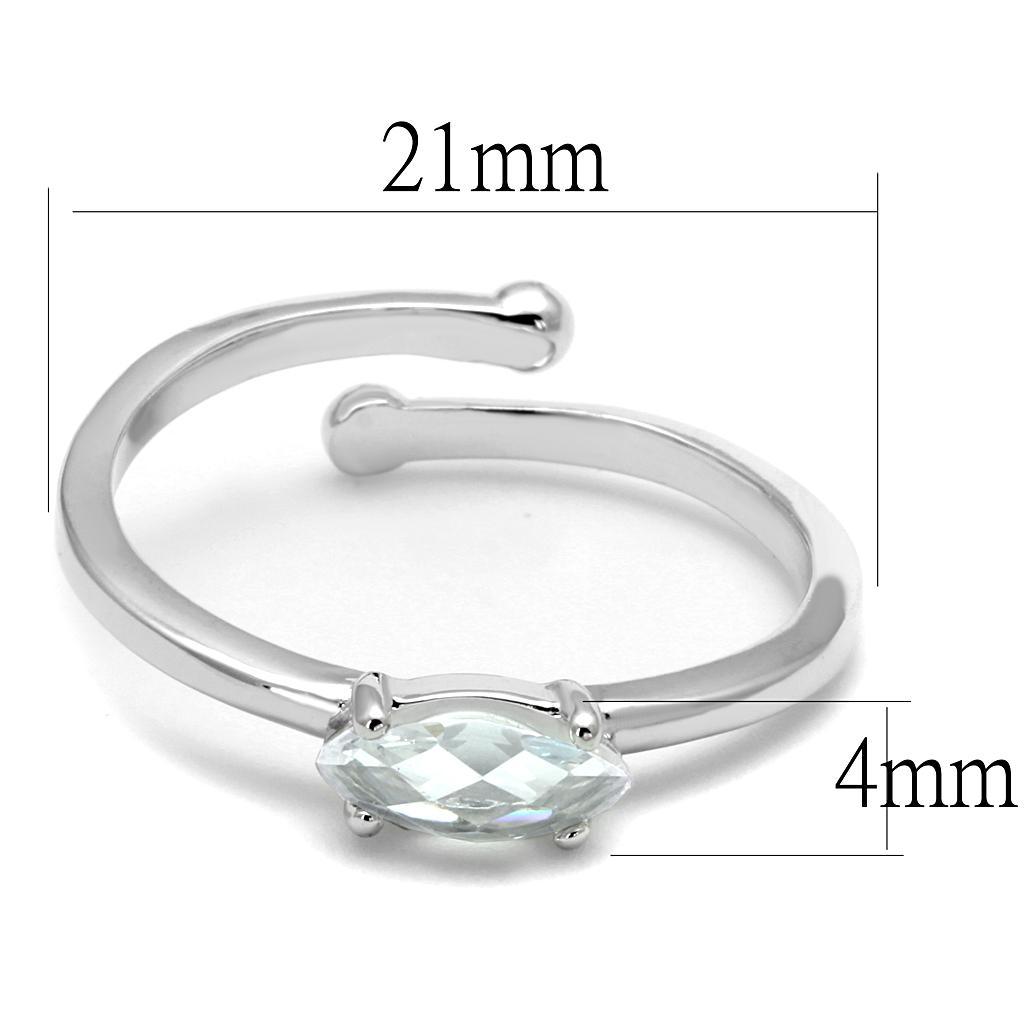 LO4070 - Rhodium Brass Ring with AAA Grade CZ in Clear - Brand My Case