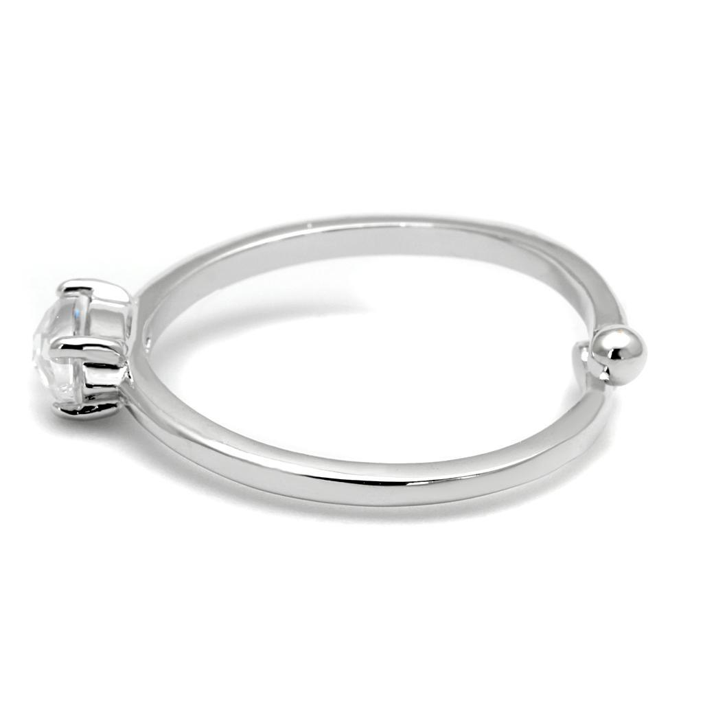 LO4070 - Rhodium Brass Ring with AAA Grade CZ in Clear - Brand My Case