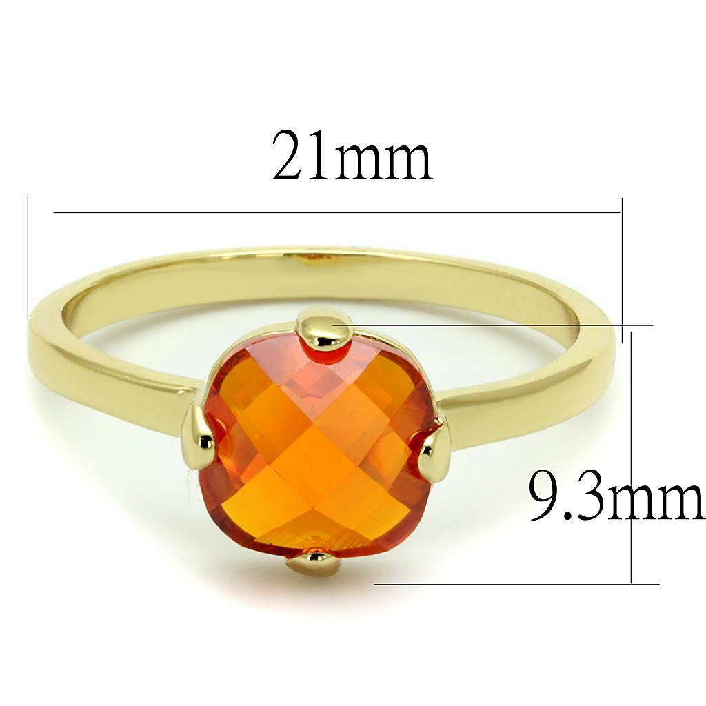 LO4079 - Flash Gold Brass Ring with AAA Grade CZ in Orange - Brand My Case