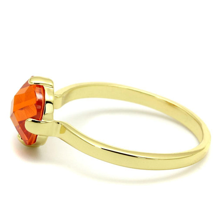 LO4079 - Flash Gold Brass Ring with AAA Grade CZ in Orange - Brand My Case
