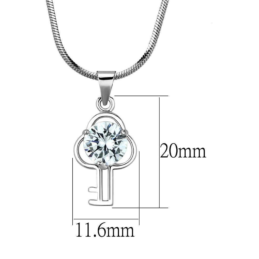LO4161 - Rhodium Brass Chain Pendant with AAA Grade CZ in Clear - Brand My Case