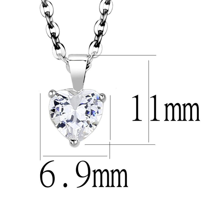 LO4171-16+2 - Rhodium Brass Chain Pendant with AAA Grade CZ in Clear - Brand My Case
