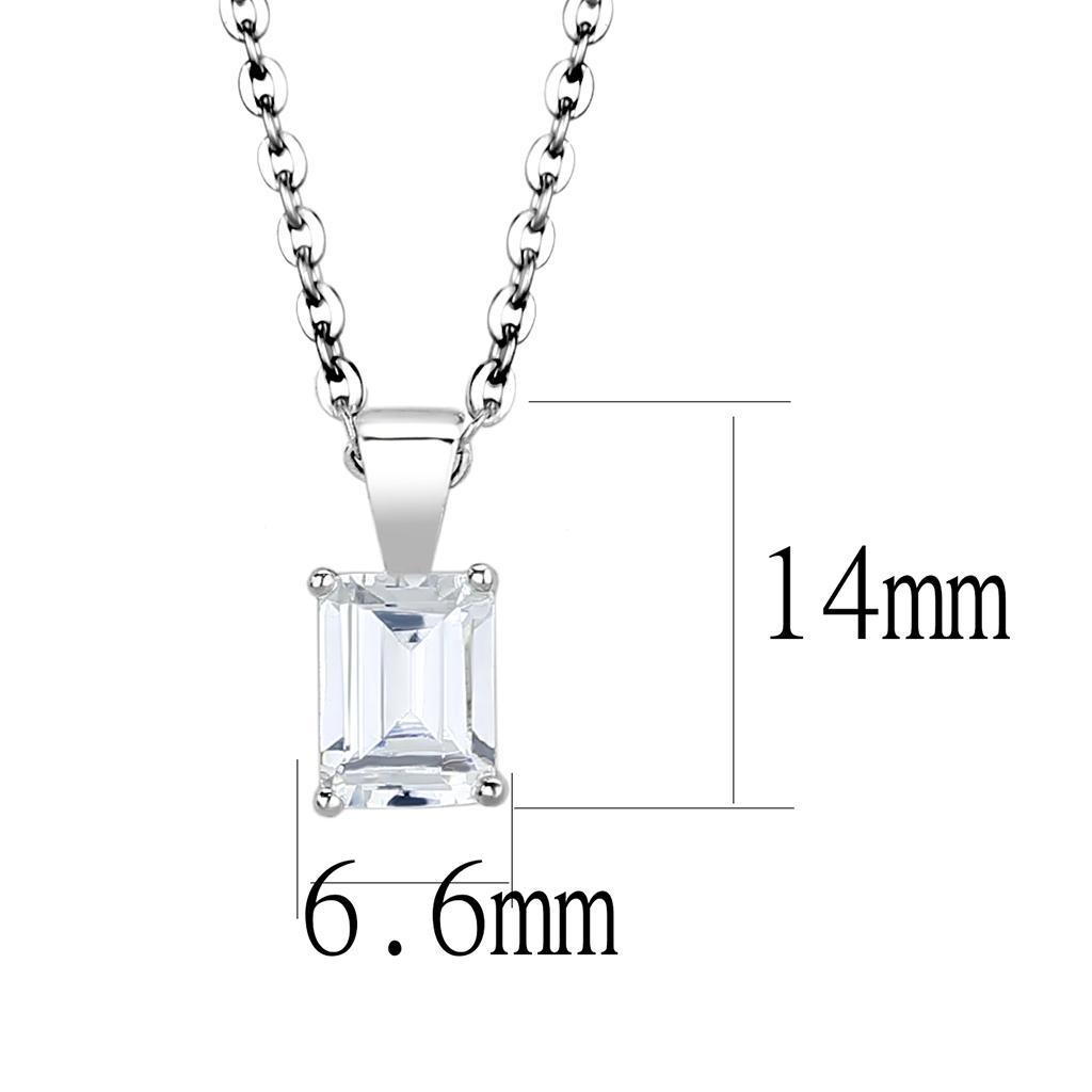 LO4172-16+2 - Rhodium Brass Chain Pendant with AAA Grade CZ in Clear - Brand My Case