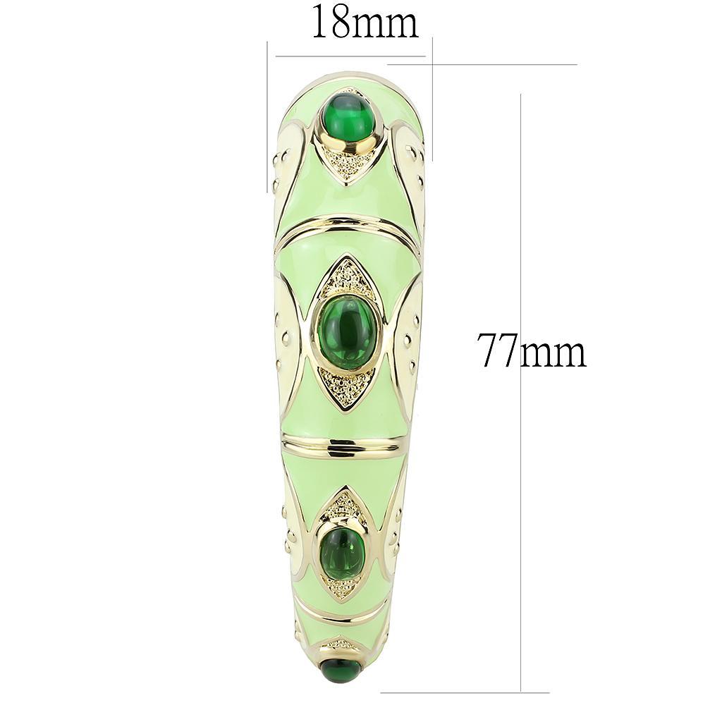 LO4267 - Gold Brass Bangle with Synthetic in Emerald - Brand My Case