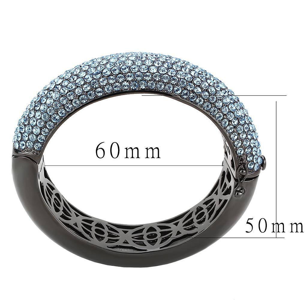LO4305 - TIN Cobalt Black Brass Bangle with Top Grade Crystal in Sea - Brand My Case