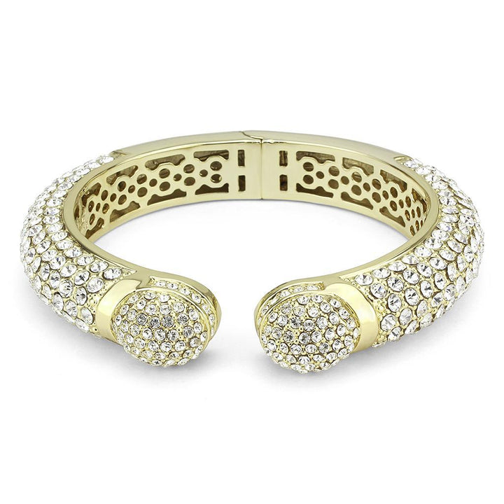 LO4311 - Flash Gold Brass Bangle with Top Grade Crystal in Clear - Brand My Case