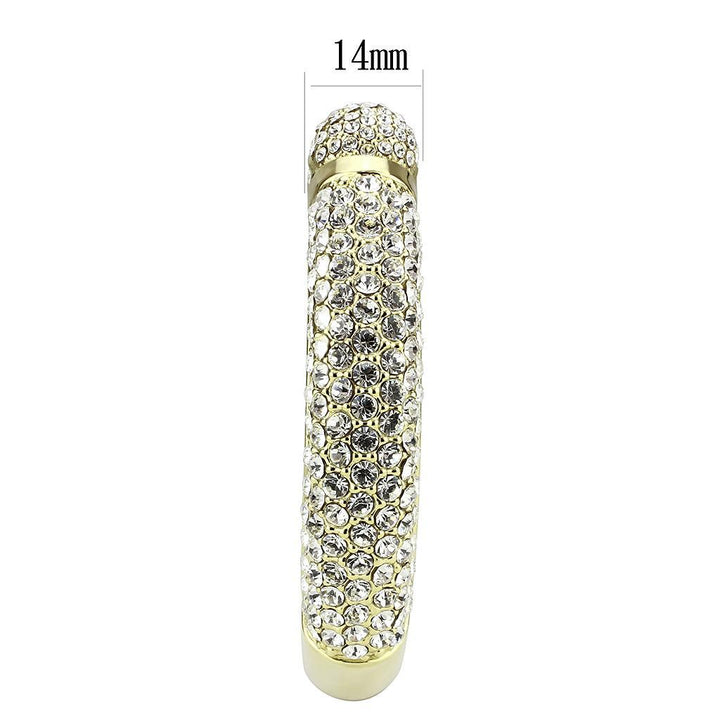 LO4311 - Flash Gold Brass Bangle with Top Grade Crystal in Clear - Brand My Case