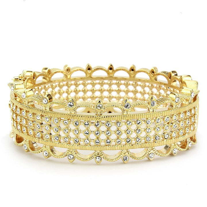 LO4345 - Gold Brass Bangle with Top Grade Crystal in Clear - Brand My Case