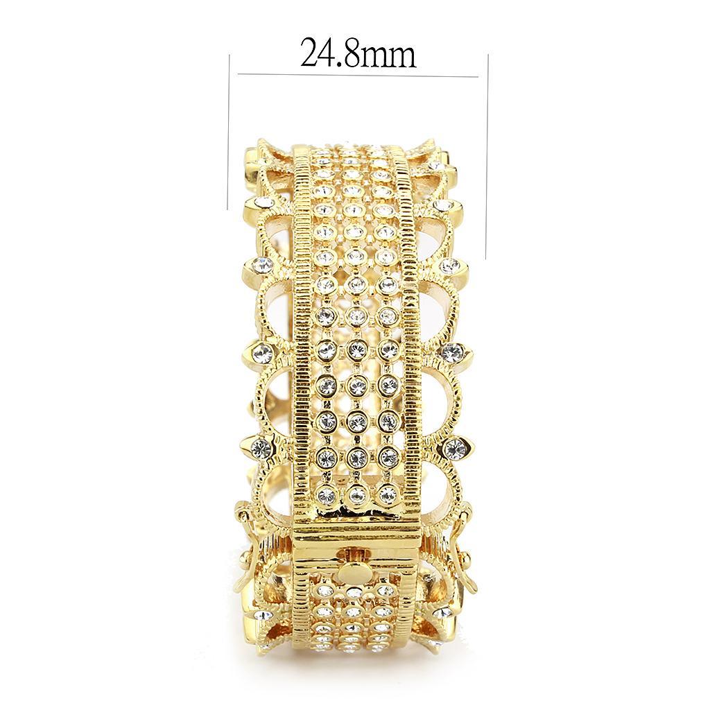 LO4345 - Gold Brass Bangle with Top Grade Crystal in Clear - Brand My Case