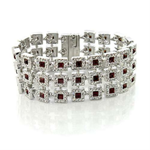 LO444 - Rhodium Brass Bracelet with Top Grade Crystal in Siam - Brand My Case