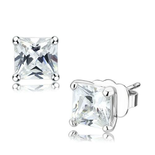 LO4631 - Rhodium Brass Earrings with AAA Grade CZ in Clear - Brand My Case