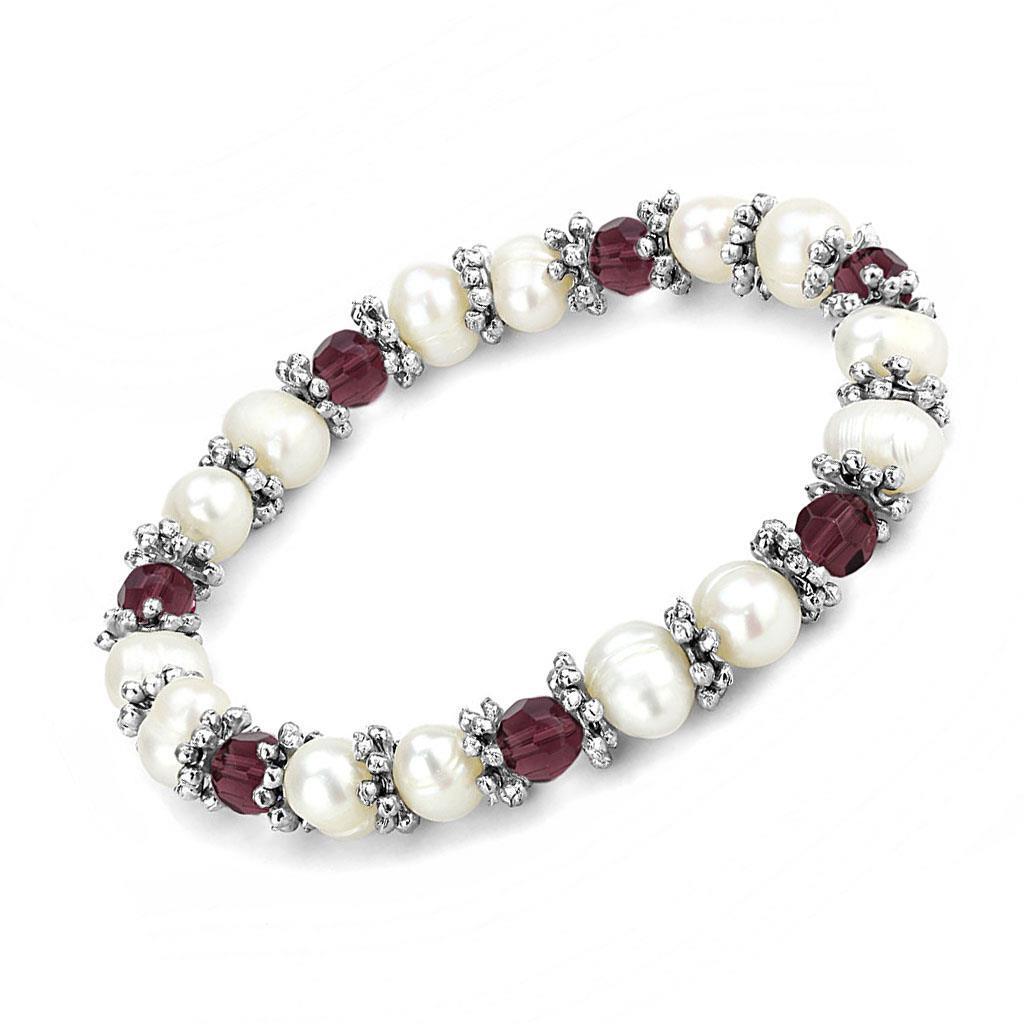 LO4654 - Antique Silver White Metal Bracelet with Synthetic Pearl in - Brand My Case