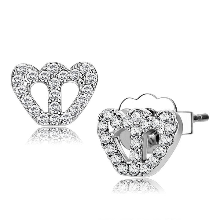 LO4673 - Rhodium Brass Earrings with Top Grade Crystal in Clear - Brand My Case