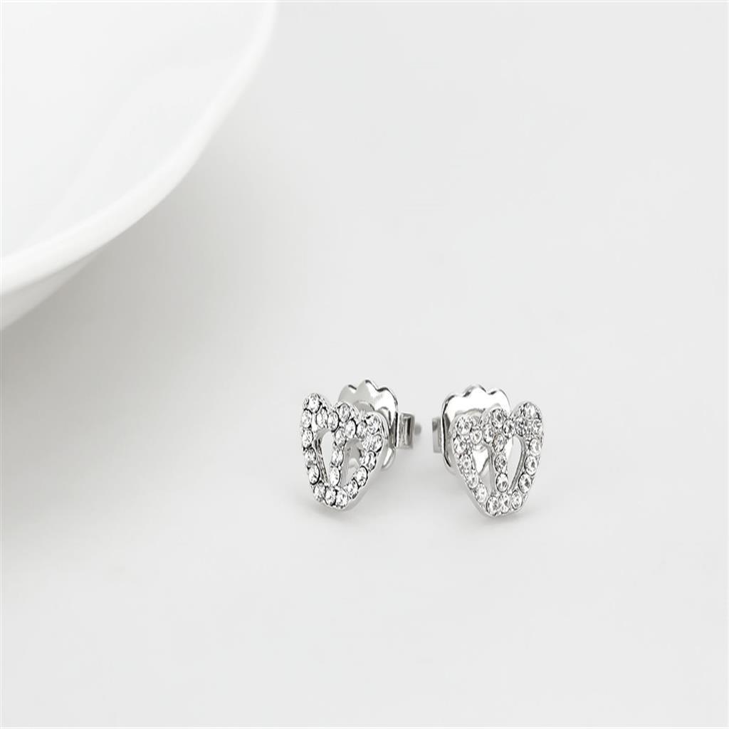 LO4673 - Rhodium Brass Earrings with Top Grade Crystal in Clear - Brand My Case
