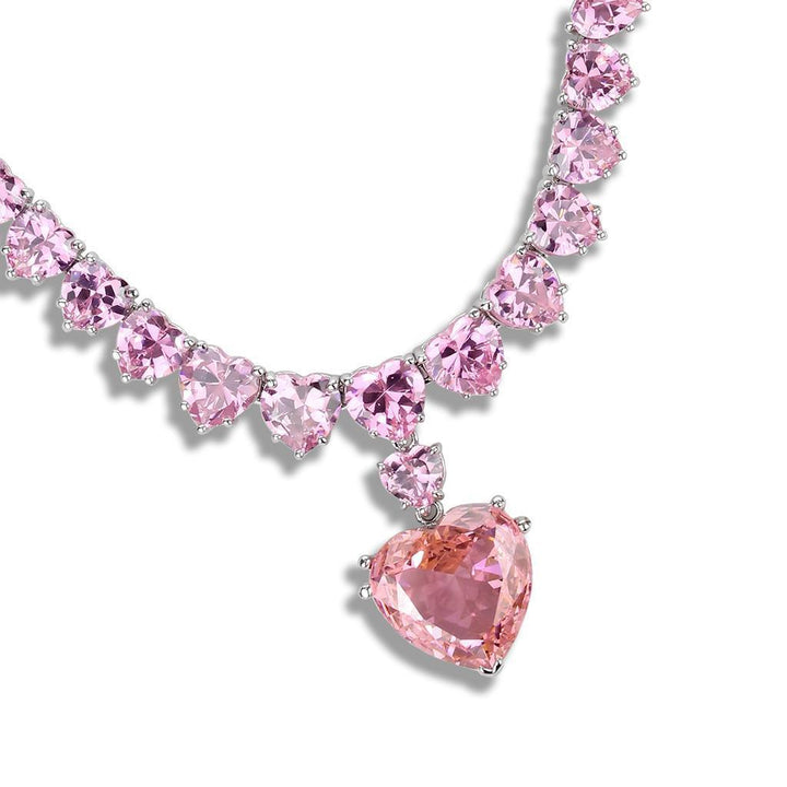 LO4705 - Rhodium Brass Necklace with AAA Grade CZ in Rose - Brand My Case