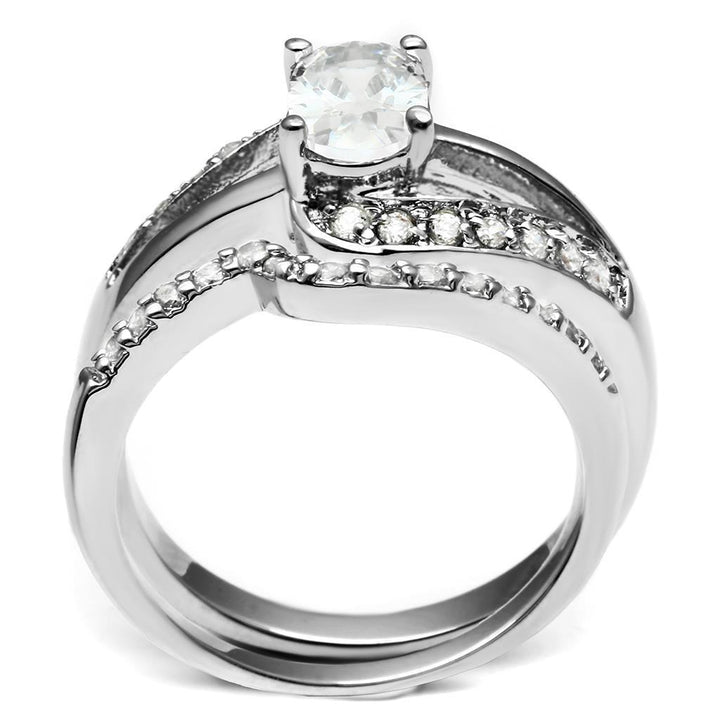 LO4712 - Rhodium Brass Ring with AAA Grade CZ in Clear - Brand My Case