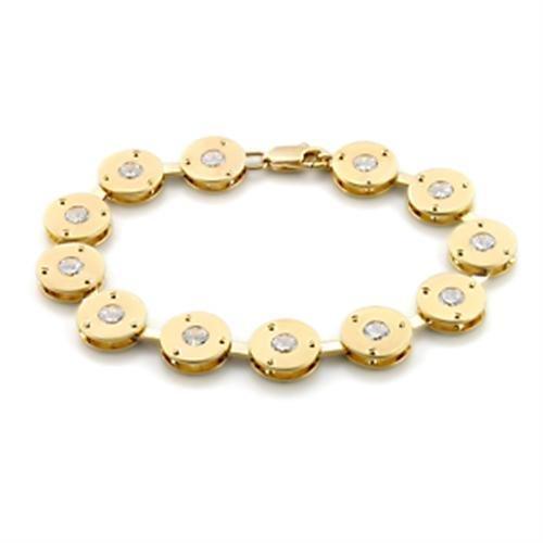 LO591 - Matte Gold & Gold Brass Bracelet with AAA Grade CZ in Clear - Brand My Case