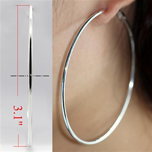 LO770 - Silver Brass Earrings with No Stone - Brand My Case