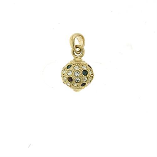 LOA393 - Gold Brass Pendant with Top Grade Crystal in Multi Color - Brand My Case