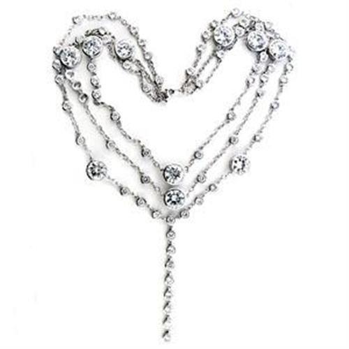 LOA554 - Rhodium 925 Sterling Silver Necklace with AAA Grade CZ in - Brand My Case
