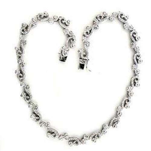 LOA558 - Rhodium 925 Sterling Silver Necklace with AAA Grade CZ in - Brand My Case