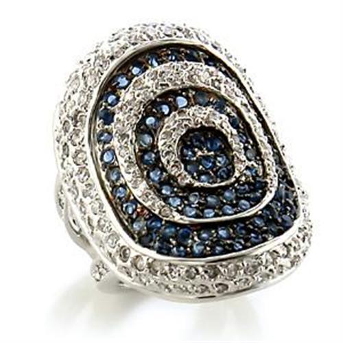 LOA575 - Rhodium + Ruthenium Brass Ring with Synthetic Spinel in - Brand My Case