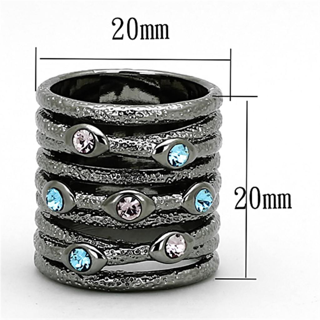 LOA883 - Ruthenium Brass Ring with Top Grade Crystal in Multi Color - Brand My Case