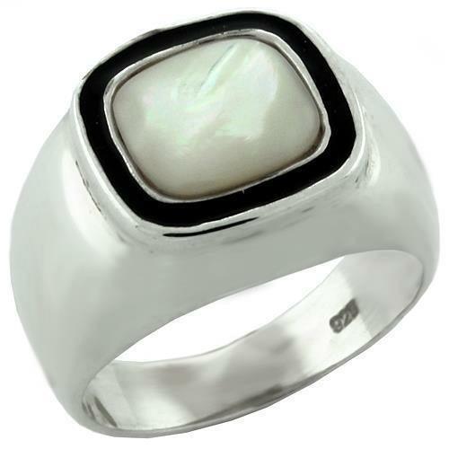 LOAS1083 - High-Polished 925 Sterling Silver Ring with Synthetic Jade - Brand My Case