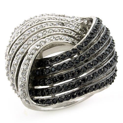 LOAS1097 - Rhodium + Ruthenium 925 Sterling Silver Ring with AAA Grade - Brand My Case