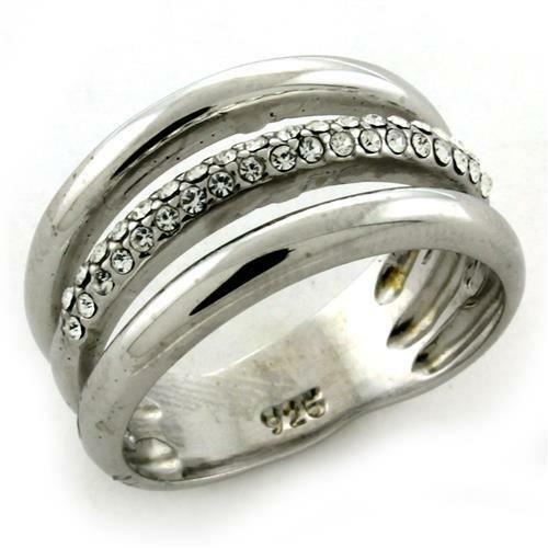 LOAS1176 - Rhodium 925 Sterling Silver Ring with Top Grade Crystal in - Brand My Case