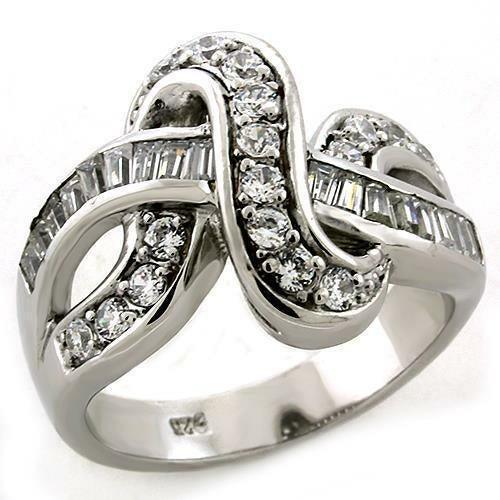 LOAS1304 - Rhodium 925 Sterling Silver Ring with AAA Grade CZ in - Brand My Case