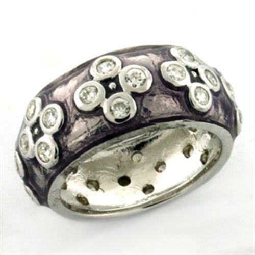 LOAS730 - Rhodium 925 Sterling Silver Ring with Epoxy in Light - Brand My Case
